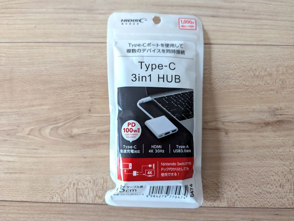 ダイソー　HIDISCの「Type-C 3in1 HUB