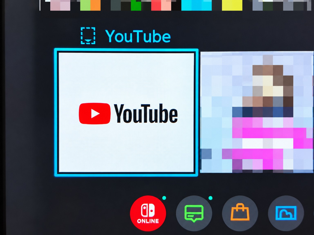 SwitchのHOME画面でYouTubeを選択している画像